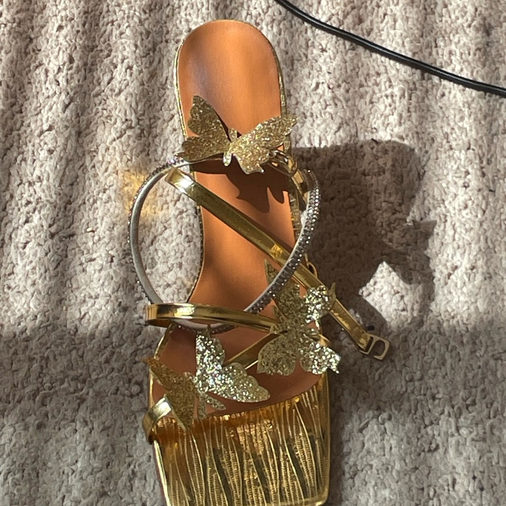 SHEIN Gold Butterfly Heels